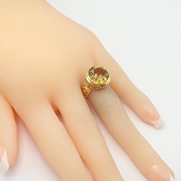 Carolyn Tyler 22k Yellow Gold Seven Seas Large Golden Yellow Zircon Ring - Picture 7 of 15
